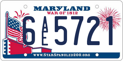 MD license plate 6AE5721