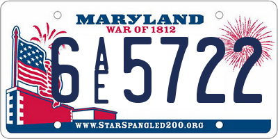 MD license plate 6AE5722
