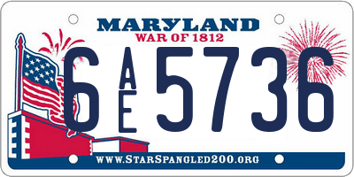 MD license plate 6AE5736