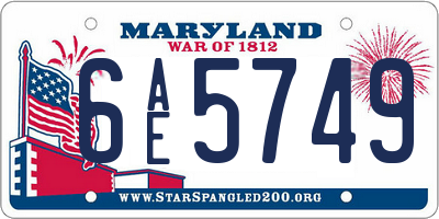 MD license plate 6AE5749