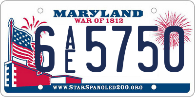 MD license plate 6AE5750