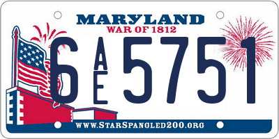 MD license plate 6AE5751