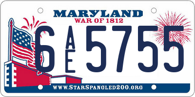 MD license plate 6AE5755