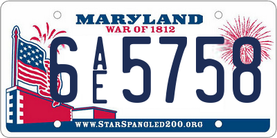 MD license plate 6AE5758