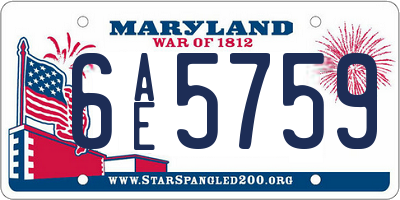 MD license plate 6AE5759