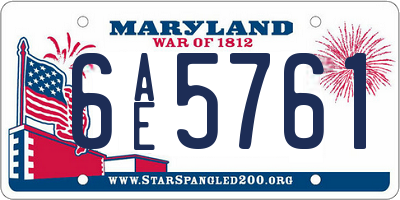 MD license plate 6AE5761