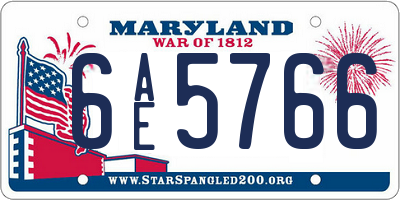 MD license plate 6AE5766