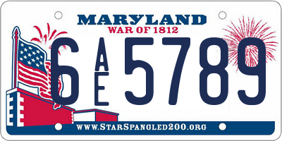 MD license plate 6AE5789