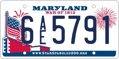 MD license plate 6AE5791