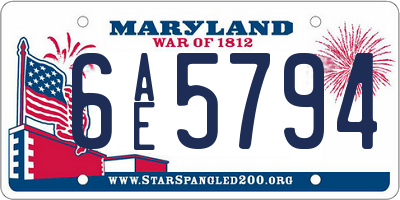 MD license plate 6AE5794