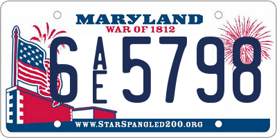 MD license plate 6AE5798