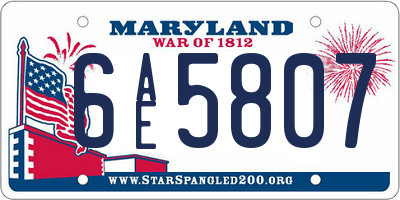 MD license plate 6AE5807