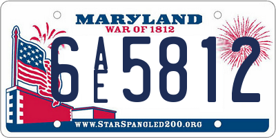 MD license plate 6AE5812