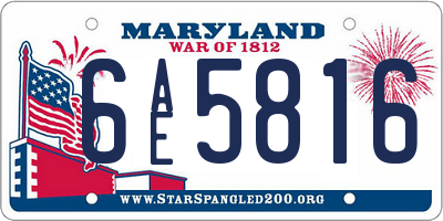 MD license plate 6AE5816