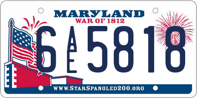 MD license plate 6AE5818