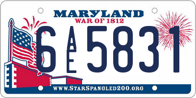 MD license plate 6AE5831