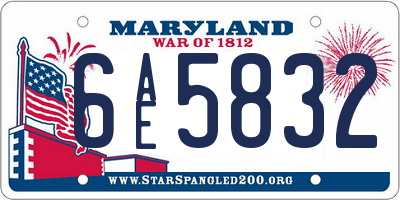 MD license plate 6AE5832