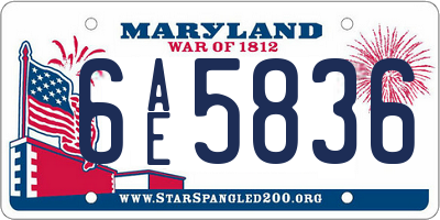 MD license plate 6AE5836