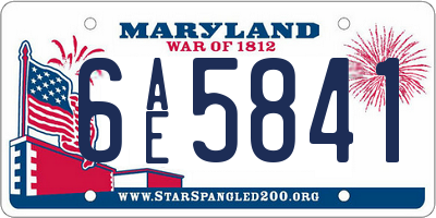 MD license plate 6AE5841