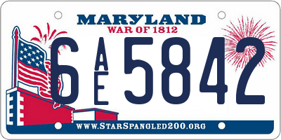 MD license plate 6AE5842