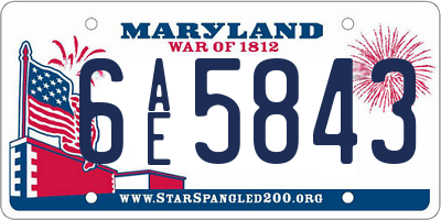 MD license plate 6AE5843