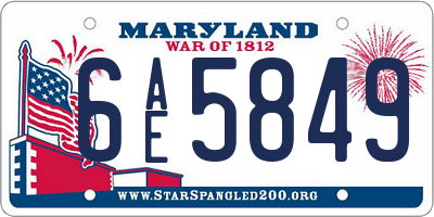 MD license plate 6AE5849
