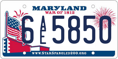 MD license plate 6AE5850