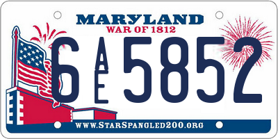 MD license plate 6AE5852