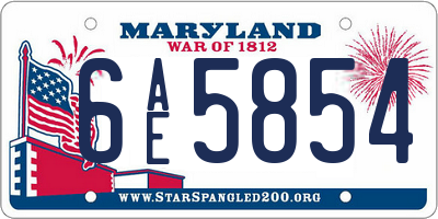MD license plate 6AE5854