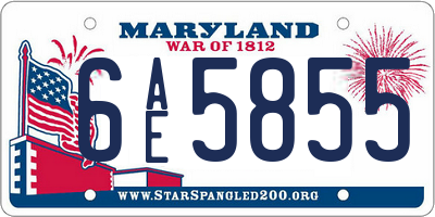 MD license plate 6AE5855