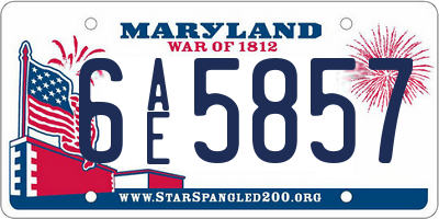 MD license plate 6AE5857