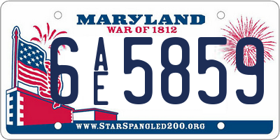 MD license plate 6AE5859