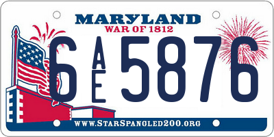 MD license plate 6AE5876