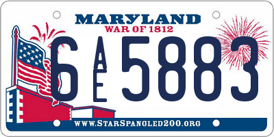 MD license plate 6AE5883