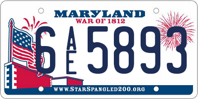MD license plate 6AE5893