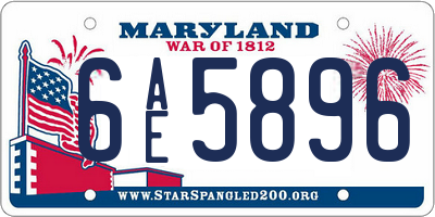 MD license plate 6AE5896