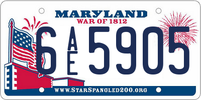 MD license plate 6AE5905