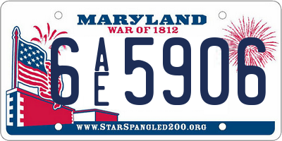MD license plate 6AE5906