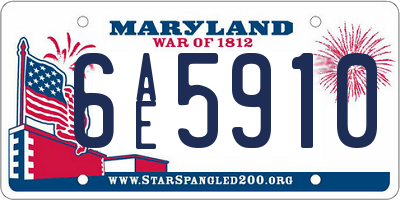 MD license plate 6AE5910