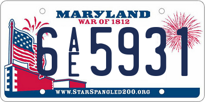 MD license plate 6AE5931