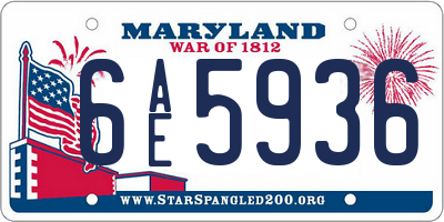 MD license plate 6AE5936