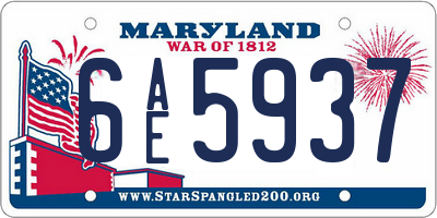 MD license plate 6AE5937