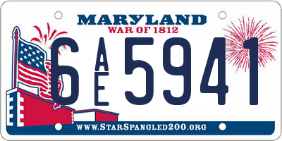 MD license plate 6AE5941