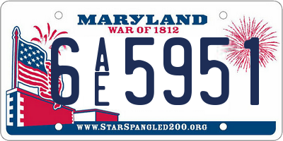 MD license plate 6AE5951