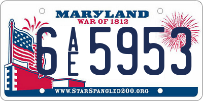 MD license plate 6AE5953