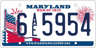 MD license plate 6AE5954