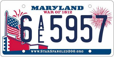 MD license plate 6AE5957