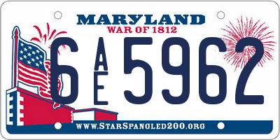 MD license plate 6AE5962