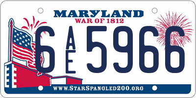 MD license plate 6AE5966