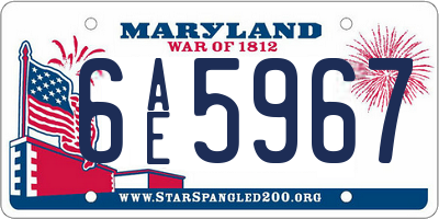 MD license plate 6AE5967